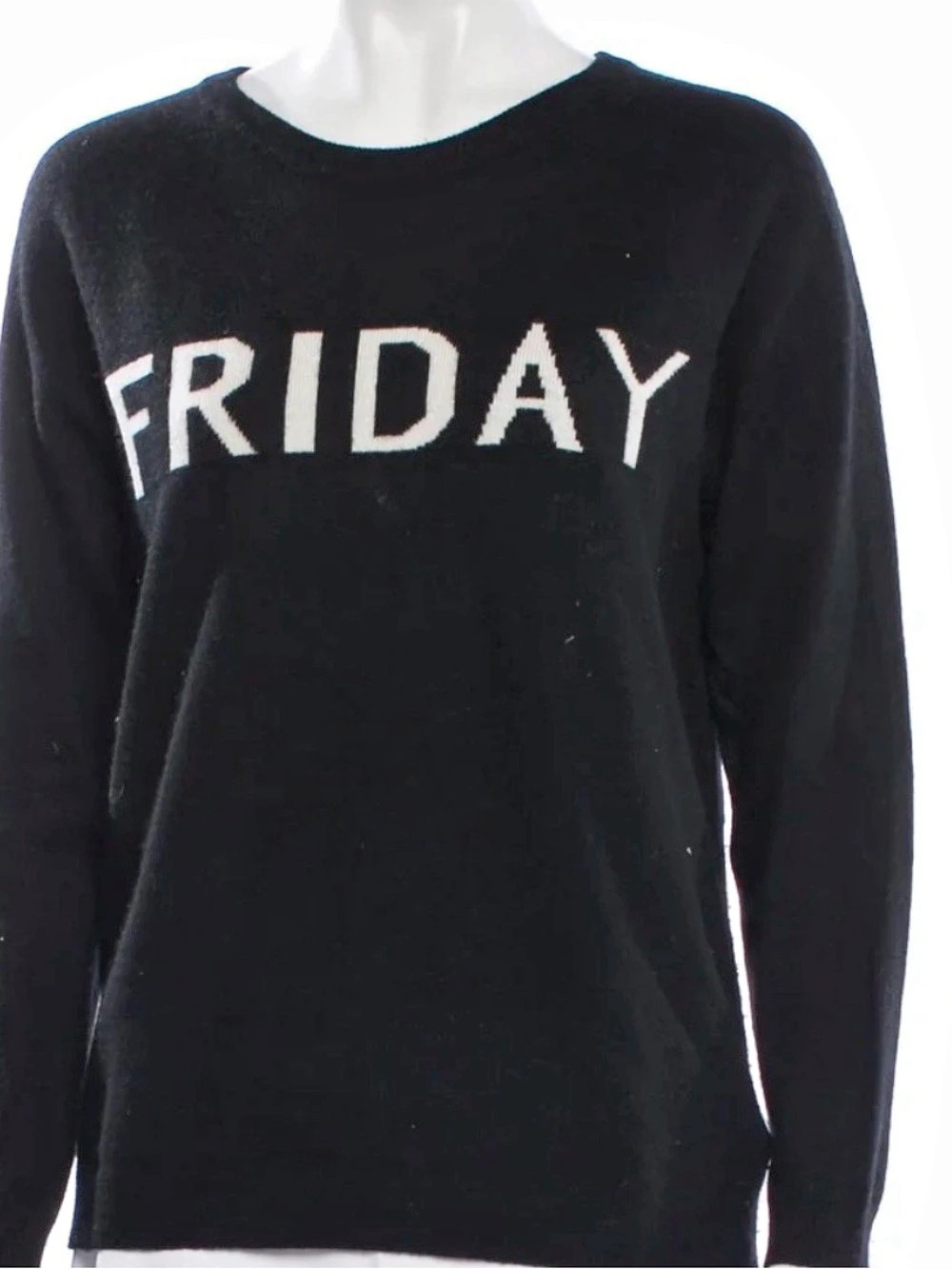 Cutter & Buck Friday Graphic Crewneck Cashmere Friday Sweater Black Large